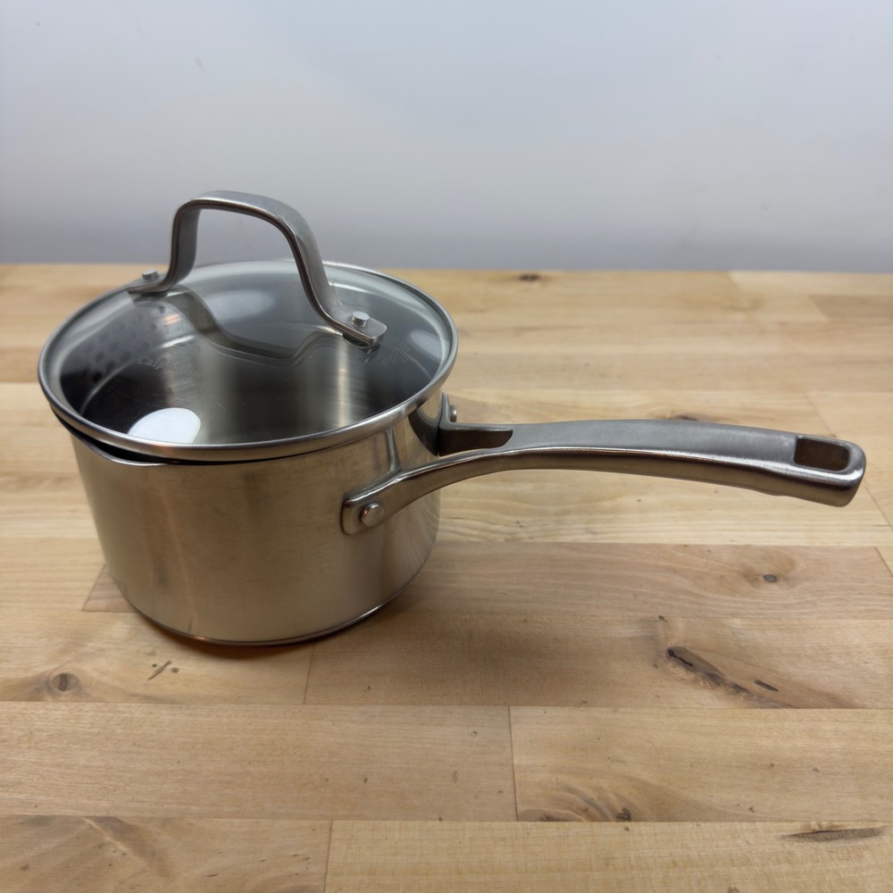 Calphalon 87015 Stainless Steel 1.5 Quart Saucepan with Straining Lid & Spouts